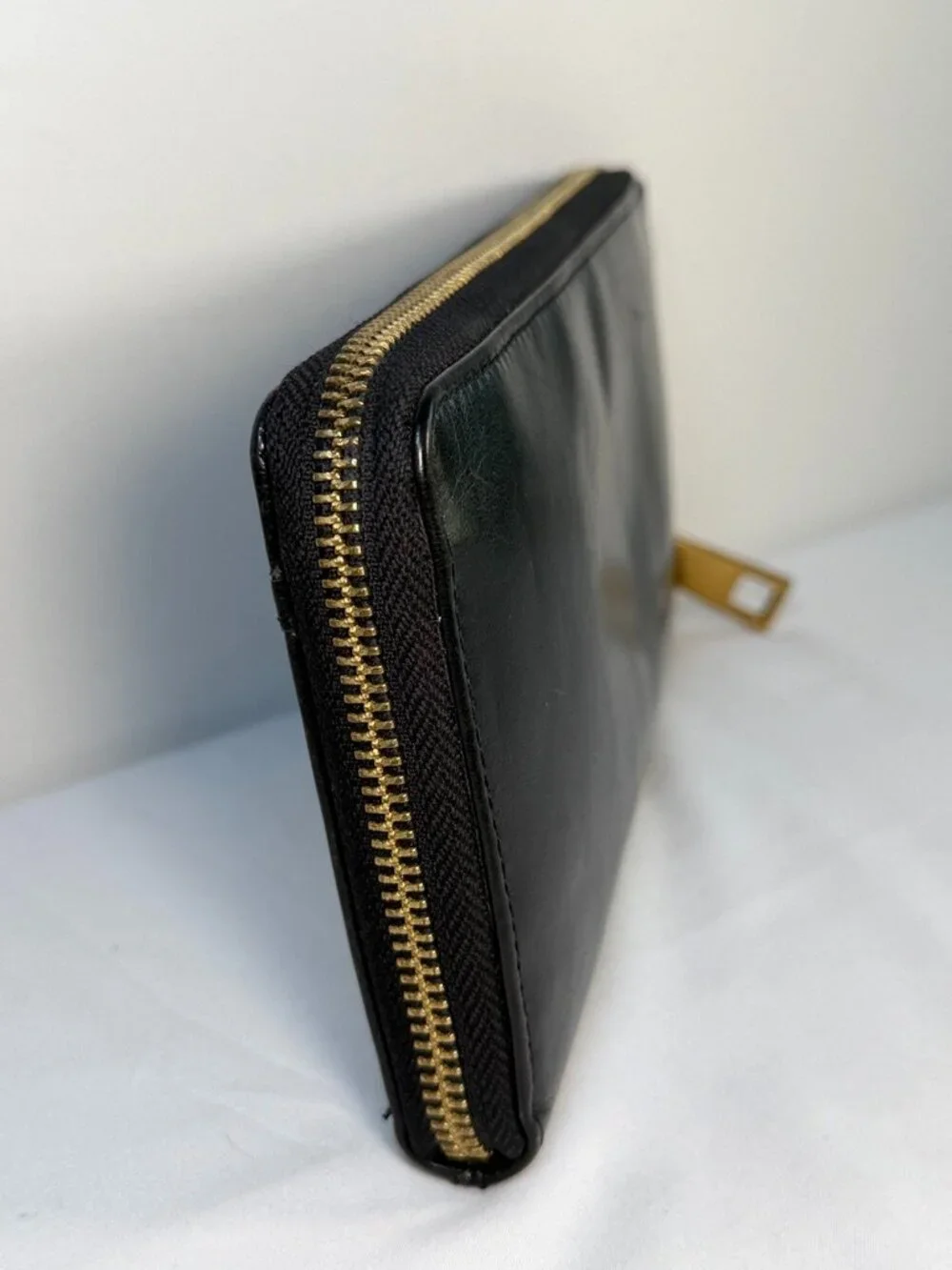 MARGOT NY Black Leather Gabby Zip-Around Large Wallet